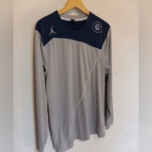 Air Jordan Georgetown Hoyas Gray Blue Polyester Long Sleeve Shirt Men’s S